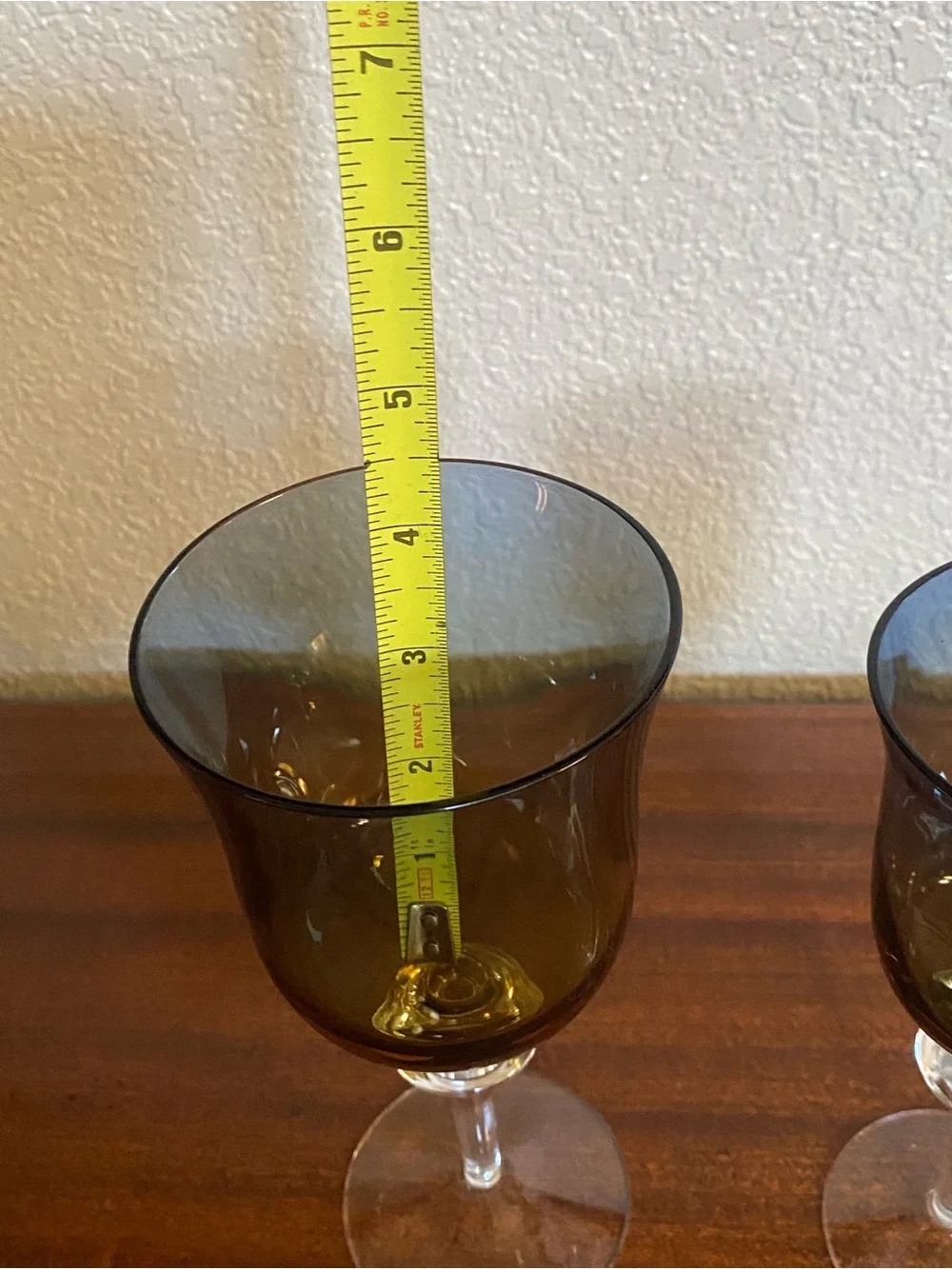 Rare Pair Vtg Ombre Blue & Amber Stemmed water Wine Glasses Handblown Sweden